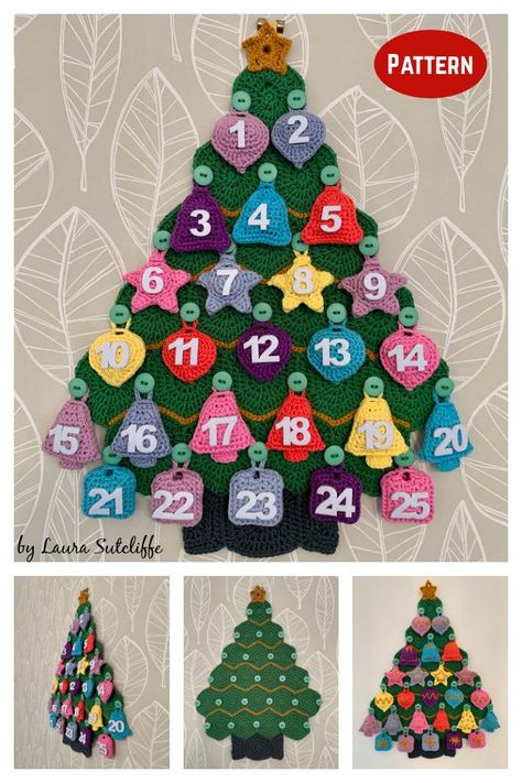 Christmas Tree Advent Calendar Crochet Pattern Crochet Advent Calendar Free Pattern, Advent Crochet Patterns, Free Crochet Advent Calendar Pattern, Crochet Christmas Advent Calendar, Advent Calendar Crochet Pattern, Diy Advent Calendar Crochet, Crochet Christmas Tree Advent Calendar, Advent Calendar Crochet, Crochet Mini Stocking Advent Calendar