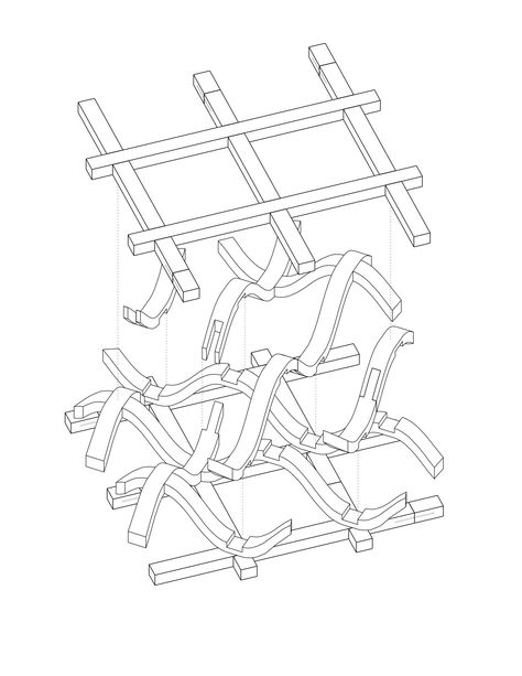 Image 41 of 41 from gallery of Aspen Art Museum / Shigeru Ban Architects. Truss Detail Axon Truss Detail, Aspen Art Museum, Aspen Art, Shigeru Ban, Parametric Architecture, Wood Architecture, Simple Line Drawings, Good Presentation, Timber Construction