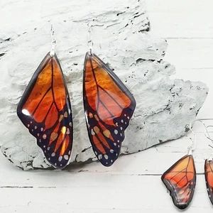 Fairy Wings Aesthetic, Orange Monarch Butterfly, Wings Jewelry, Butterfly Wing Jewelry, Wing Jewelry, Butterfly Wing Earrings, Earrings Butterfly, Writing Gifts, Mothers Day Gifts