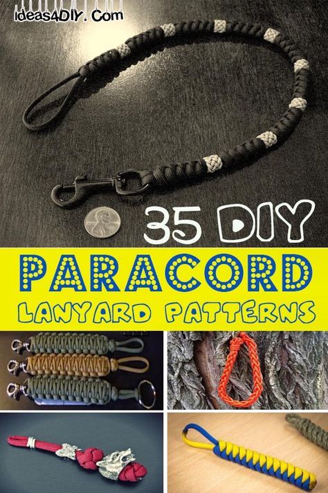 35 DIYParacord Lanyard Patterns with Instreuctions! #DIY #ParacordLanyard #ParacordLanyardPatterns #ParacordProjects Paracord Lanyard Instructions, Things To Do With Paracord, Paracord Knife Lanyard Diy, Paracord Knife Lanyard, Things To Make With Paracord, Paracord Weaves Pattern, Paracord Keychain Instructions, Lanyard Patterns, Paracord Projects Tutorials