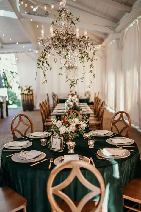 Elegant Fall Garden Wedding | CJ's Off the Square | Nashville Venue | Nashville Garden Wedding + Event Venue | #vintagefallwedding #gardenweddinginspiration See how Pema + Eddie used green and gold hues to bring their vintage wedding dreams to life! Emerald And Gold Wedding Colors, Green And White Event Decor, Vintage Glam Wedding Colors, Viridian Green Wedding Theme, Vintage Green And Gold Wedding, Greens And Gold Wedding, Emerald Green Wedding Venue Decor, Green Emerald Wedding Theme, Burgundy Emerald Gold Wedding