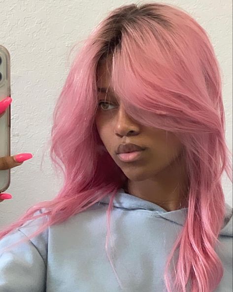 Aesthetics Hairstyles, Rose Pink Hair, Diy Foods, Light Pink Hair, Y2k Hairstyles, Colourful Hair, Dyed Hair Inspiration, Dead Cells, Hair Color Pink