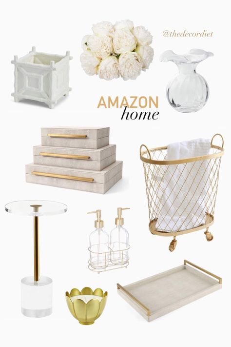 White Decor Living Room, Gold And White Decor, Glam Bathroom Decor, Amazon Kitchen Decor, Crafts For Beginners, White And Gold Decor, Gold Kitchen Accessories, Gold Bathroom Decor, Glam Kitchen