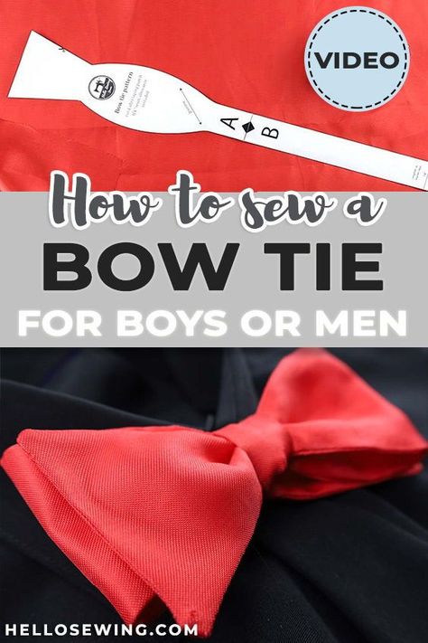 How To Make A Bow Tie With Fabric, Bow Tie Pattern Free Printable, Diy Bow Tie For Men, Mens Bowtie Pattern, Bowtie Pattern Sewing, Sew A Bow Tie, How To Make A Bowtie, How To Sew A Bow Tie, How To Sew A Tie