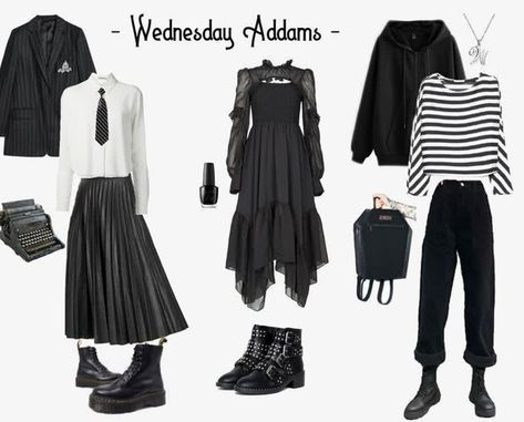 Horror Movies Inspired Outfits, Netflix Wednesday Addams Outfits, Wednesday’s Outfits, Wendsday Style, Wendsday Addams Outfit, Wensday Addams Inspired Outfit, Wednesday Inspo Outfits, Tim Burton Outfit Inspiration, Wednesday Series Outfits