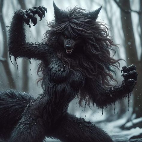 Hellhound Character Design, Vampire Werewolf Hybrid Art, Female Wendigo Art, Female Werewolf Character Design, Female Lycan, Lycan Female Werewolves, Werewolf Clothes, Tauren Art, Female Werewolf Art