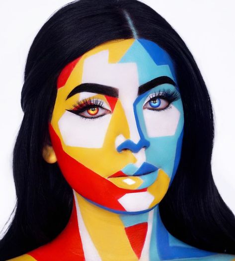 Modernism Art, Ideas Maquillaje, Pop Art Makeup, Drag Make-up, Face Paint Makeup, Face Art Makeup, Theatrical Makeup, Halloween Makeup Inspiration, Special Effects Makeup