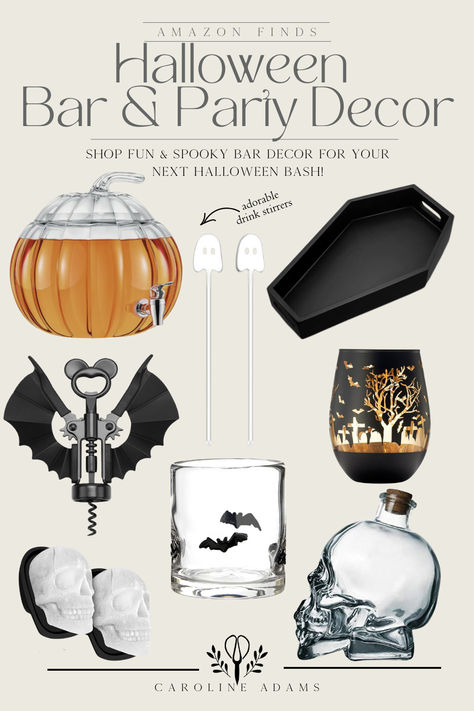 Transform your Halloween party with spooky bar decor! From eerie glassware to creepy cocktail shakers and themed drink stirrers, these essentials will make your bar a stylish focal point. Get inspired with the best Halloween bar setup ideas to create a chilling atmosphere for your guests, all available on Amazon. Bar Setup Ideas, Halloween Bar Decor, Spooky Bar, Bar Decor Ideas, Halloween Bar, Bar Setup, Themed Drinks, Halloween Bash, Drink Stirrers