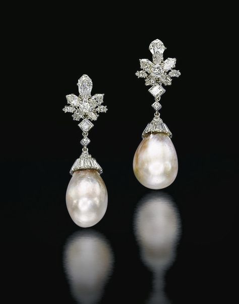 A PAIR OF NATURAL COLOURED PEARL AND DIAMOND EAR PENDANTS | earrings, diamond | Christie's Unique Pearl Earrings, Large Pearl Earrings, The Bling Ring, Pearl Jewels, Bridal Earrings Pearl, Pearl And Diamond Earrings, Natural Pearl, Jewelry Design Necklace, Pearl Earrings Dangle