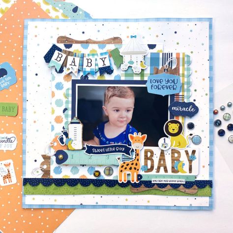 Echo Park Layouts, Baby Boy Book, Baby Boy Scrapbook Layouts, Scrapbook Bebe, Boy Scrapbook Layouts, Baby Scrapbook Album, Baby Scrapbook Pages, Scrapbooking Layouts Baby, Baby Layouts