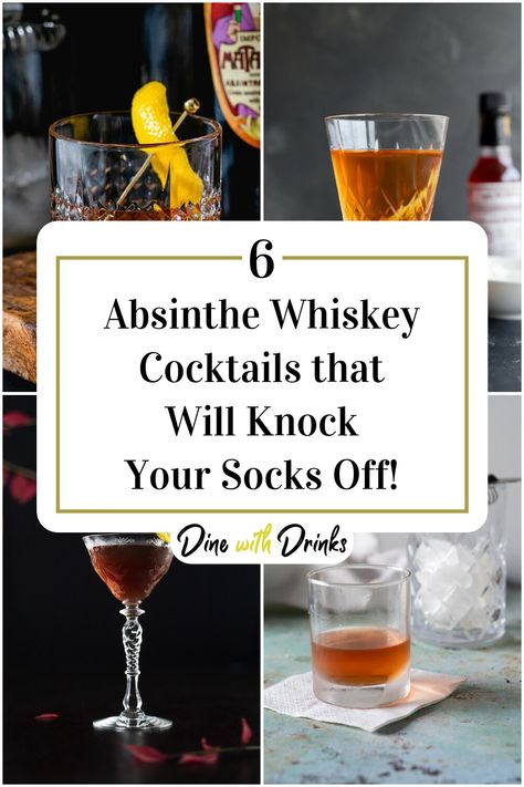 Collage of 4 absinthe whiskey cocktails. Drinks With Oj Cocktail Recipes, Orange Juice And Whiskey, Whiskey Orange Juice Cocktails, Cocktail With Orange Juice, Orange Juice Recipes Drinks, Whiskey Orange Juice, Whiskey Cocktail Recipes, Rye Whiskey Cocktail, Whiskey Cocktails Easy