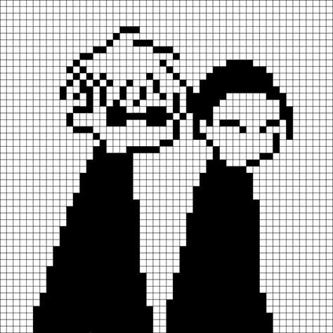 Gojo Grid Pattern, Gojo Satoru Crochet Pattern, Gojo Cat Crochet Pattern Free, Gojo Alpha Pattern, Gojo Crochet Pattern, Pixel Art Pattern Black And White, Pixel Grids Crochet, Pixel Art For Crochet, Pixel Art Crochet Pattern