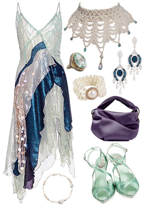 mermaid inspired outfit !! pearls satin silk light green women outfit Everyday Ethereal Outfits, Casual Mermaid Outfit, Mermaid Vibes Outfit, Mermaid Inspired Outfits Casual, Mermaid Core Outfits Casual, Siren Outfit Aesthetic, Siren Inspired Outfits, Mermaid Theme Outfit, Mermaid Outfit Aesthetic