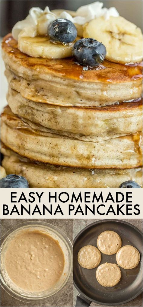 Pancakes With Banana And Egg, Breakfast With Bananas Healthy, Homemade Banana Pancakes Easy, Banana Pancake For One, Banana Bread Pancakes Easy, Fluffy Banana Pancakes Recipe, Banana Pancakes Fluffy, Fluffy Banana Pancakes Healthy, Banana Cream Pancakes