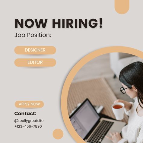 https://www.canva.com/templates/EAE7r-dFcmc-soft-gray-and-cream-modern-now-hiring-digital-job-instagram-post/ Job Offer Design, Job Posting Template, Graphic Designer Job Post, We Are Hiring Instagram Post, Creative Hiring Post, Digital Jobs, Research Assistant, Job Posting, Instagram Post Template