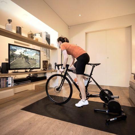 Zwift Cycling, Bicycle Room, Indoor Bike Trainer, Winter Training, Bike Room, Gym Room At Home, Bike Trainer, Gym At Home, Bicycle Storage