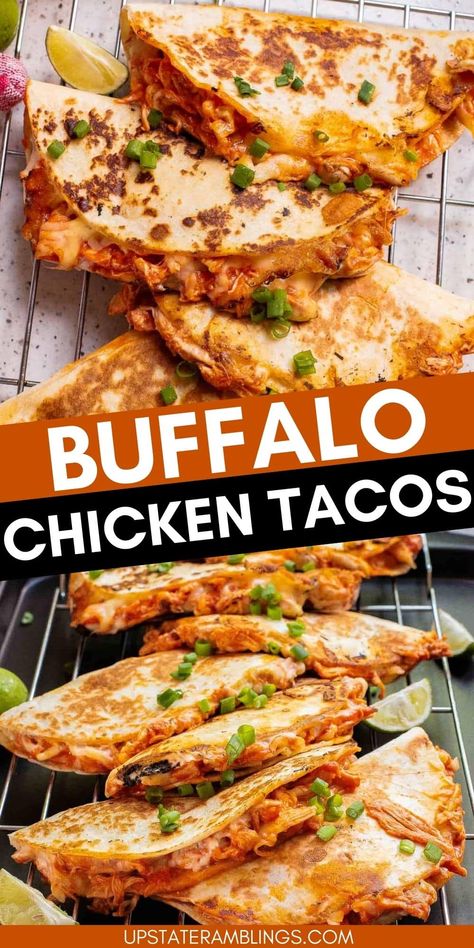 Craving something different for taco night? Try these Buffalo Chicken Tacos, where crispy tortillas meet a spicy, tangy chicken filling. This recipe adds a fun twist to a classic favorite, making it a standout option for your next meal. Healthy Buffalo Chicken Tacos, Buffalo Chicken Filling, Chicken Bacon Tacos, Diced Chicken Tacos Recipe, Healthy Taco Night, Buffalo Chicken Quesadilla Recipe, Buffalo Chicken Street Tacos, Buffalo Tacos Chicken, Meals With Buffalo Chicken