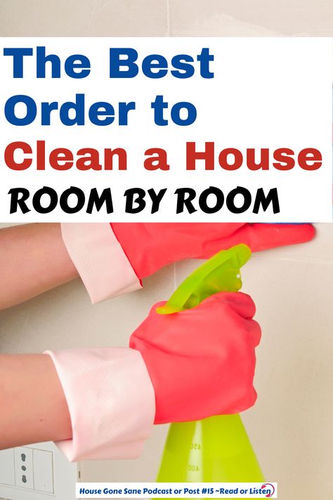 woman with gloves on is cleaning her house room by room using a green spray bottle Cleaning House Checklist, Room By Room Cleaning Checklist, Room Cleaning Checklist, Deep Cleaning House Checklist, Clean Room Checklist, Daily Cleaning Checklist, House Checklist, Room Checklist, Deep Cleaning Checklist