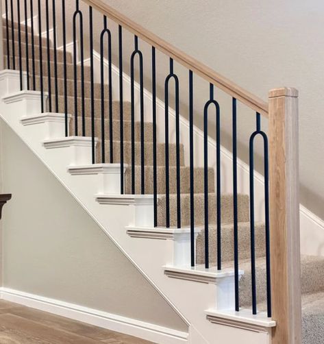 Iron Stair Balusters Designer Split Collection Modern Metal Spindles for Stairs Stair Iron Railing Part - Etsy Modern Interior Railing, Rod Iron Stair Railing, Metal Spindles Staircase, Spindles For Stairs, Stairs Decor Ideas, Stairs Remodel, Iron Staircase Railing, Iron Stair Balusters, Farmhouse Stairs