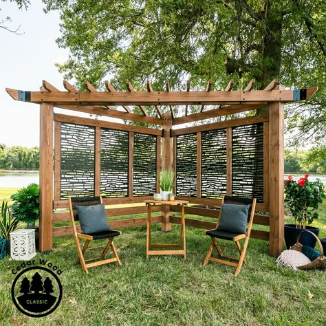 Backyard Discovery Verona Cedar Cabana Pergola ( Light Brown) - Sam's Club Corner Pergola, Backyard Structures, Outdoor Cabana, Cedar Pergola, Bamboo Panels, Pergola Lighting, Gazebo Pergola, Back Yard Ideas, Shade Structure