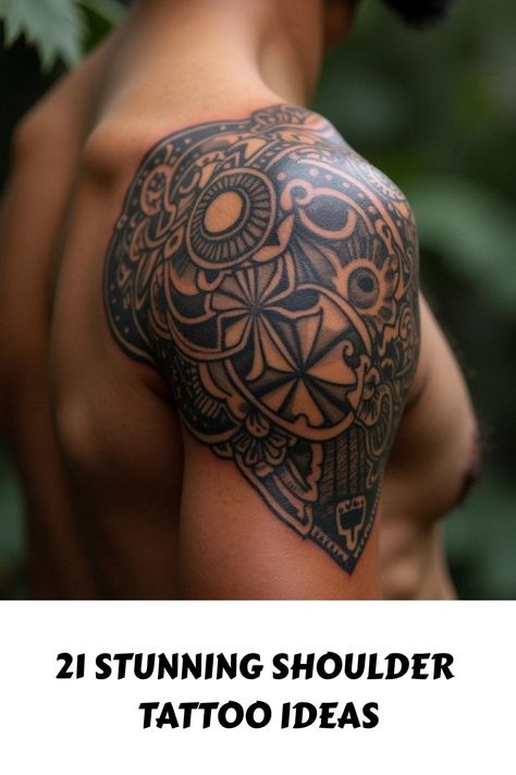 21 Stunning Shoulder Tattoo Ideas Maori Shoulder Tattoo, Back And Shoulder Tattoo, Men’s Shoulder Tattoo Ideas, Top Of Shoulder Tattoo Men, Shoulder Tattoo Ideas For Men, Male Shoulder Tattoo, Shoulder Tattoos Men, Shoulder Tattoos For Guys, Men Shoulder Tattoo