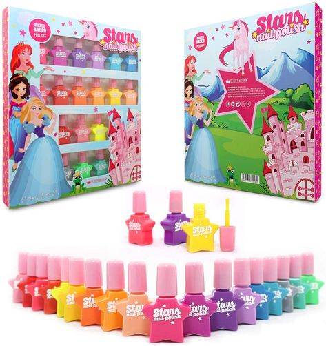 Kids Nail Polish, Water Based Nail Polish, Makeup Kit For Kids, Skin Paint, Princess Star, Princess Toys, Nail Polish Set, Nails For Kids, Kids Makeup