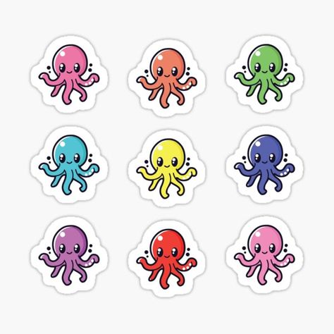 Cute Rainbow Octopus Sticker Pack. Decorate notebooks, personalize laptops, or stick ‘em wherever Removable, kiss-cut vinyl stickers Super durable and water-resistant 1/8 inch (3.2mm) white border around each design Glossy finish for vibrant, eye-catching colors Kawaii Journaling, Rainbow Octopus, Octopus Sticker, Dumbo Octopus, Decorate Notebooks, Journaling Stickers, Cute Octopus, Cute Rainbow, Decorate Notebook