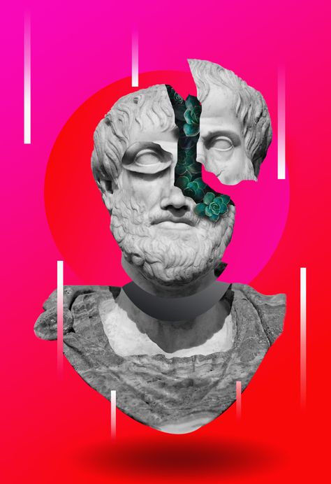 Aristotle // Collage on Behance School Of Philosophy, Minimal Graphic Design, Classical Period, Infographic Poster, Collage Art Projects, Graphic Design Ads, Fruit Photography, Iphone Wallpaper Tumblr Aesthetic, Illustration Digital