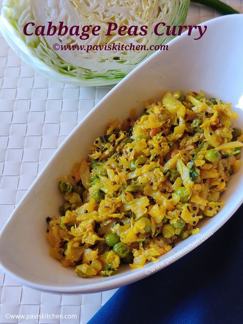 Indian Cabbage, Recipe Cabbage, Gobi Recipes, Dry Curry, Punjabi Style, Punjabi Food, Recipe Indian, Yummy Comfort Food, Green Peas