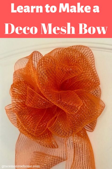 How to Make a Deco Mesh Bow | Grace Monroe Home Deco Mesh Decorating Ideas, How To Make A Bow Out Of Deco Mesh, Mesh Ribbon Bows How To Make, Christmas Mesh Bows Diy, How To Make A Deco Mesh Bow, Deco Mesh Bows Diy How To Make, How To Make Mesh Bows, How To Make A Mesh Bow, Bow With Mesh Ribbon