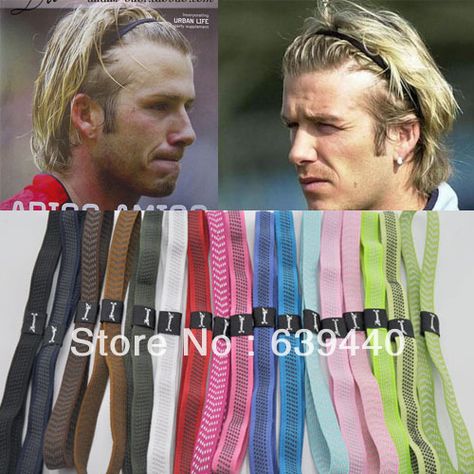 sport soccer headbands men women hair accessory/ Elastic rubber headwear Beckham Haircut, Sport Headbands, Soccer Headbands, David Beckham Hairstyle, Harry Styles Hair, Soccer Hair, Man Bun Hairstyles, Curly Hair Trends, Boys Hair