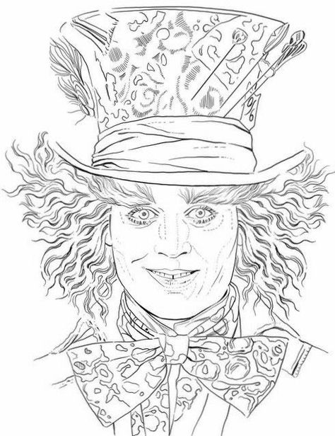 The Mad Hatter Drawing, Mad Hatter Art Drawing, Alice In Wonderland Stencil, Mad Hatter Sketch, Mad Hatter Drawing, Mad Hatter Tattoo, Alice In Wonderland Crafts, Alice In Wonderland Artwork, Alice In Wonderland Drawings