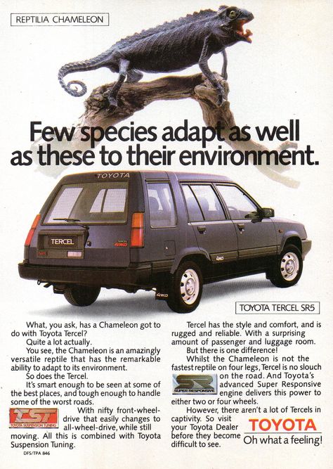 Jdm Magazine, Toyota Tercel 4wd, Jdm Toyota, Family Cars, Automobile Advertising, Toyota Tercel, Australian Cars, Magazine Advertisement, Retro Advertising