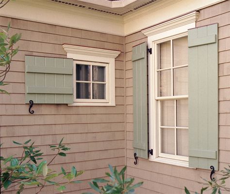 SHUTTERS - Board & Batten Shutters For Small Windows Exterior, Exterior Shutter Colors, Beach Exterior, Shutters Diy, Bunkie Ideas, Accent Window, Shutter Ideas, Window Shutters Exterior, Outdoor Shutters