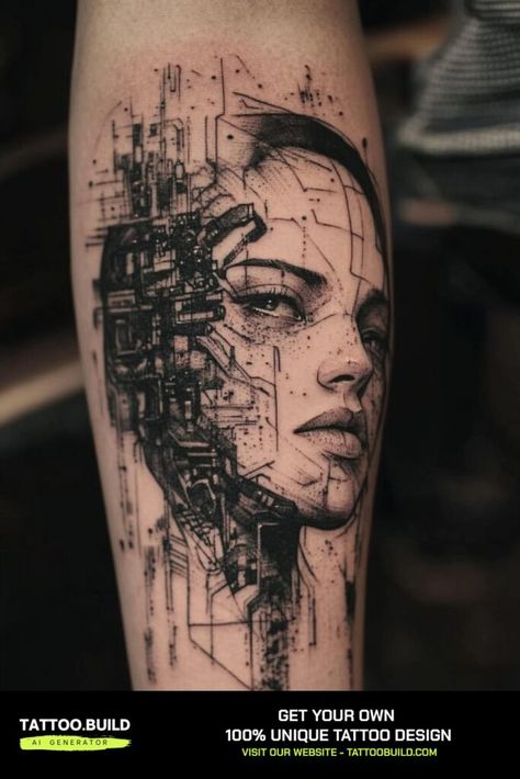 Discover Unique Cyberpunk Tattoo Ideas for Your Next Edgy Ink Design Cyberpunk Tattoos, Cyberpunk Tattoo, Futuristic Designs, Cyberpunk Design, Free Tattoo Designs, Geometric Tattoos, Spine Tattoo, Visual Aesthetics, Neon Aesthetic