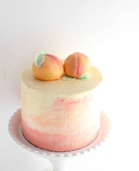 Peaches and cream cake with fondant "peaches" Moist Vanilla Cake, Peach Baby Shower, Peach Cake, Peaches Cream, Peaches N Cream, Sweet Peach, Savoury Cake, Food Cakes, Sweet Sweet