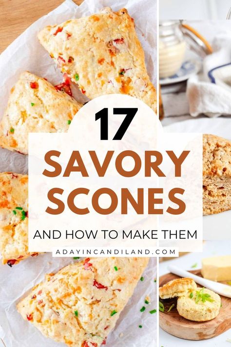 17 Savory Scones and How to Make Them Bacon Cheddar Scones Recipes, Master Scone Recipe, Christmas Scones Recipe Easy, Holiday Scones Recipe, Best Scone Flavors, Scones For Tea Party, Rainy Day Baking Recipes, Savory Baked Goods Recipes, Savory Sourdough Scones