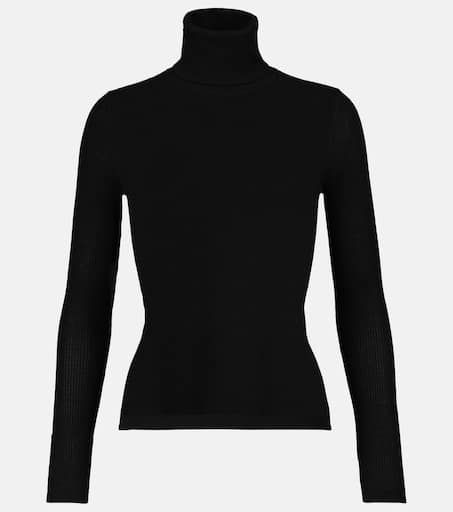 Cashmere, wool and silk turtleneck sweater in black - Saint Laurent | Mytheresa Saint Laurent Turtleneck, Silk Turtleneck, Black Turtleneck Sweater, Spring Bags, Perfect Foundation, Black Turtleneck, Cashmere Wool, Winter Looks, Sweater Fashion