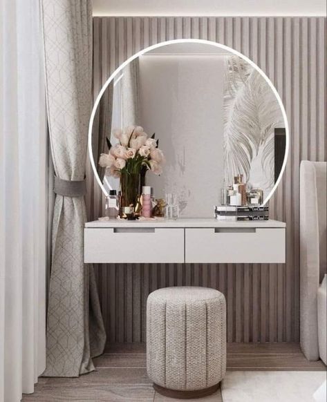 Vanity Living Room Ideas, Beedrom Ideas, Bedroom Floor Tiles, Dressing Table Decor, Bedroom Interior Design Luxury, Dressing Table Design, Wardrobe Design Bedroom, Living Room Design Decor, Home Design Living Room