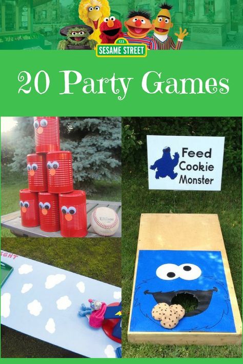 20 Sesame Street Party Games {DIY + purchased} Celebrate your Birthday Party or other event with these fun, easy and adorable Sesame Street Party Games. Most are DIY, some are purchased, lots to choose from #sesamestreet #birthdayparty #elmobirthday #sesamestreetgames Elmo Sensory Bin, Sesame Street Party Games, Party Games Diy, Sesame Street Birthday Party Ideas Boy, Elmo Birthday Party Boy, 1st Birthday Games, 1st Birthday Party Games, Cookie Monster Birthday Party, Diy Halloween Dekoration