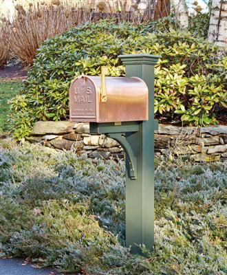 Walpole Outdoors Farmhouse Mailboxes, Mailbox Installation, Rustic Mailboxes, Copper Mailbox, Walpole Outdoors, Mailbox Garden, Mailbox Makeover, Outdoor Shower Enclosure, Mailbox Landscaping