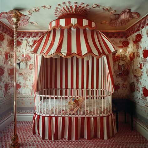 Circus Room Aesthetic, Clown Nursery Theme, Circus Themed Nursery, Circus Theme Nursery, Circus Curtains, Circus Baby Room, Circus Nursery Theme, Aurora Nursery, Circus Interior