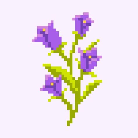 Pixel Plants, Flower Pixel Art, Pixel Flower, Hibiscus Wallpaper, Pixel Sprites, Flowers Icon, Pixel Art Templates, Quick Crochet Patterns, Cross Gift