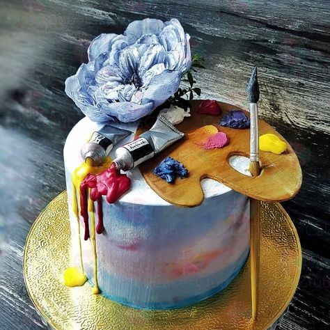 Bday Decoration In Car, Painter Cake, Artist Cake, Artist Birthday, Vintage Birthday Cakes, Birthday Cakes For Teens, Beautiful Cake Designs, Creative Cake Decorating, Amazing Wedding Cakes