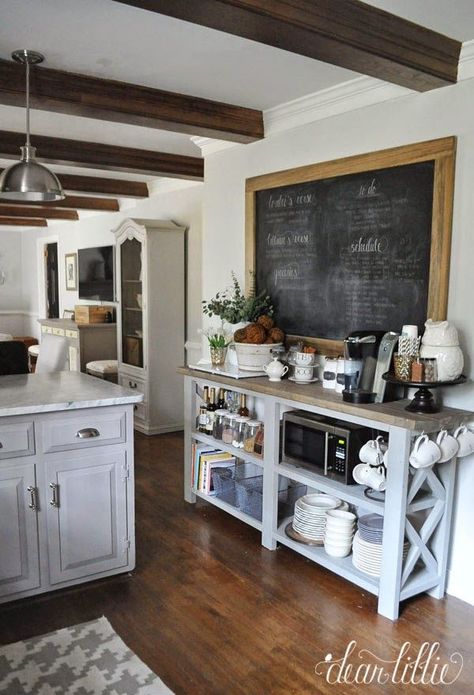 The Finishing Touches on Our Kitchen Makeover (Before and Afters) | Dear Lillie | Bloglovin’ Kaffe Station, Traditional Dining Chairs, Kitchen Chalkboard, Dear Lillie, Home Coffee Stations, Coffee Bar Home, Basement Remodel, Web Images, Chic Kitchen