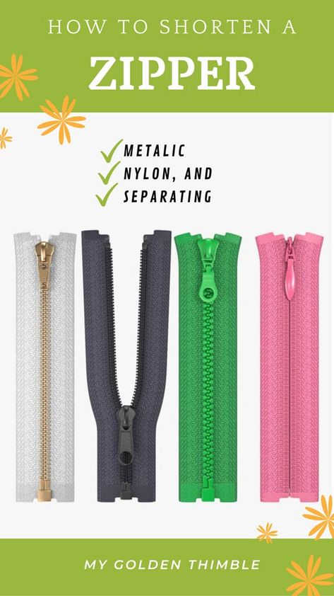 The easiest way to Shorten a Zipper. No tools needed! Sewing Classes For Beginners, Diy Clothes Patterns, Sewing Machine Basics, Sewing Alterations, Cute Sewing Projects, The Teeth, Sewing Space, Sewing Tutorials Free, Sewing Class