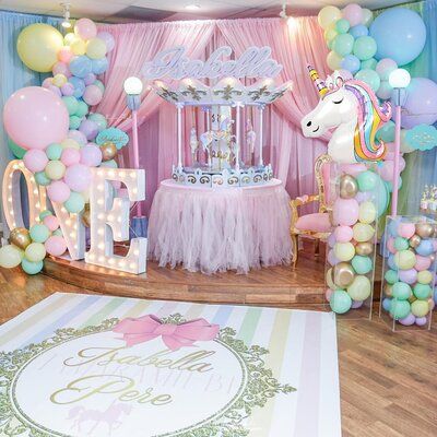 Carousel Birthday Parties, Rainbow Unicorn Birthday Party, Unicorn Birthday Decorations, Unicorn Birthday Party Decorations, Balloon Birthday Party, Unicorn Themed Birthday Party, Unicorn Balloon, Rainbow Unicorn Birthday, Unicorn Party Decorations