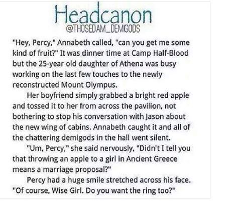 Percy proposing to Annabeth. #percabeth #percyjackson Percabeth Pregnant, Percabeth Headcanon, Solangelo Headcanons, Big Banana, Percy Jackson Head Canon, Percy And Annabeth, Percy Jackson Quotes, Percy Jackson Fan Art, Percy Jackson Characters