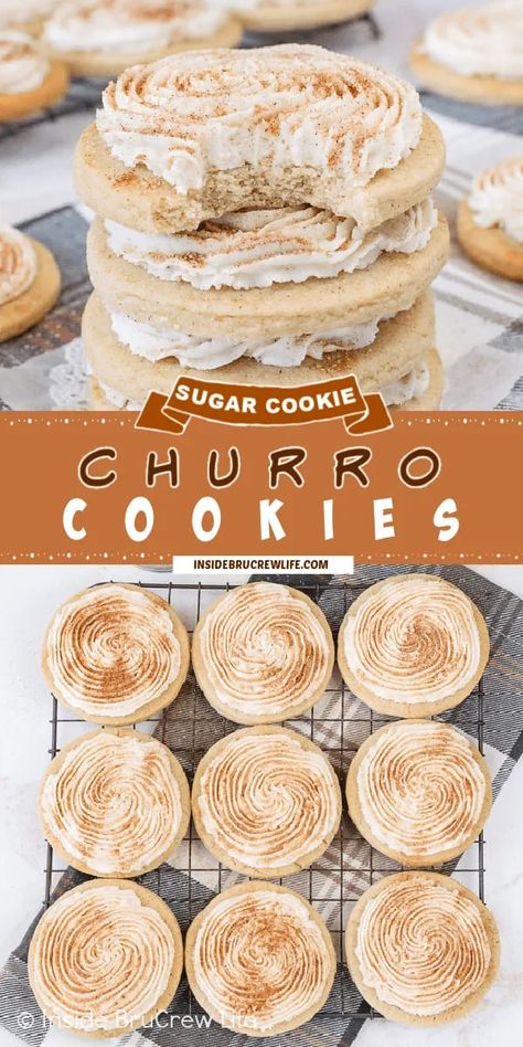 Sugar Cookie Cut Outs, Cinnamon Sugar Desserts, Churro Cookies, Cookies With Cinnamon, Quitting Sugar, Cinnamon Frosting, Kids Treats, Southwestern Recipes, Cinnamon Sugar Cookies