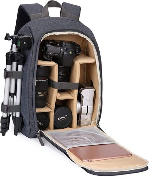 DSLR camera backpack with multiple compartments for all your photography needs. Dslr Backpack, Photography Dslr, Camera Bag Purse, Backpack Photography, Camera Bag Backpack, Camera Storage, Laptop Camera, Dslr Camera Bag, Waterproof Laptop Backpack